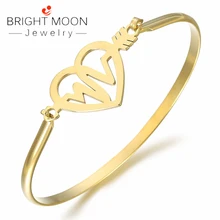 BRIGHT MOON New Fashion Stainless Steel lovers bangle Hot Rose Gold Bracelets Bangles Punk for Women Men Best Gift Jewelry cuff bracelets men bangles gold bangle stainles steel fashion titanium bangles custom for women men retro punk bracelets