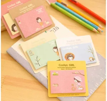 

Free ship!50pc! Creative stationery / cute girl / cookie girl sticky / Notes/memo pads/notepad