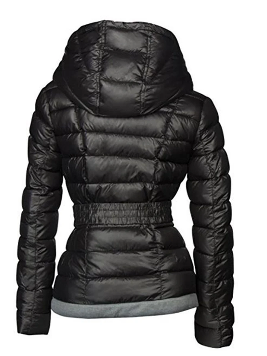 Зимние пальто женские парки хлопковая теплая Толстая короткая куртка пальто с поясом облегающее повседневное готическое черное пальто на молнии Верхняя одежда