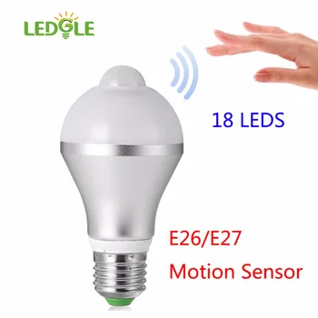 

LEDGLE 9W E26/E27 18Leds Motion Activated Light Bulb PIR Infrared Motion Detection Light Indoor Lighting Bulb With Motion Sensor