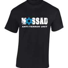 Хлопковая модная черная футболка с коротким рукавом, футболка из хлопка с надписью «Моссад анти-юнит Секретная служба», футболка для бодибилдинга