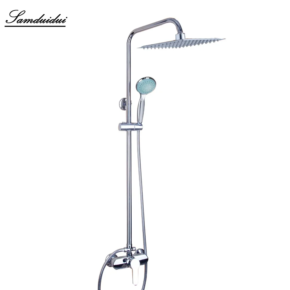 

bathroom LED Polished Chrome Waterfall Rain Shower Faucet & Hand Shower Wall Mounted Bathroom Faucet And Shower Set PY54108-D02