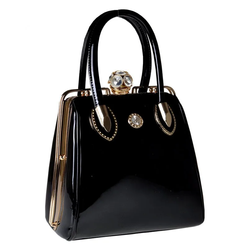 2017 Fashion Skull Diamonds Patent Leather Women Bag Crystal Ladies Evening Bag Bride Tote Bag women's handbags Brand Designer