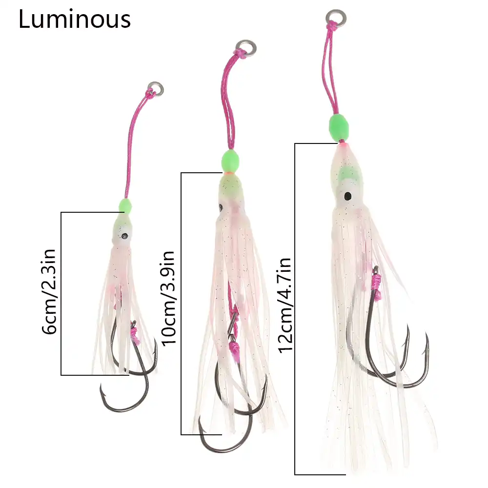 2Pcs Soft Silicone Saltwater Octopus Bait hook Squid Skirt Lure Fishing Tackle