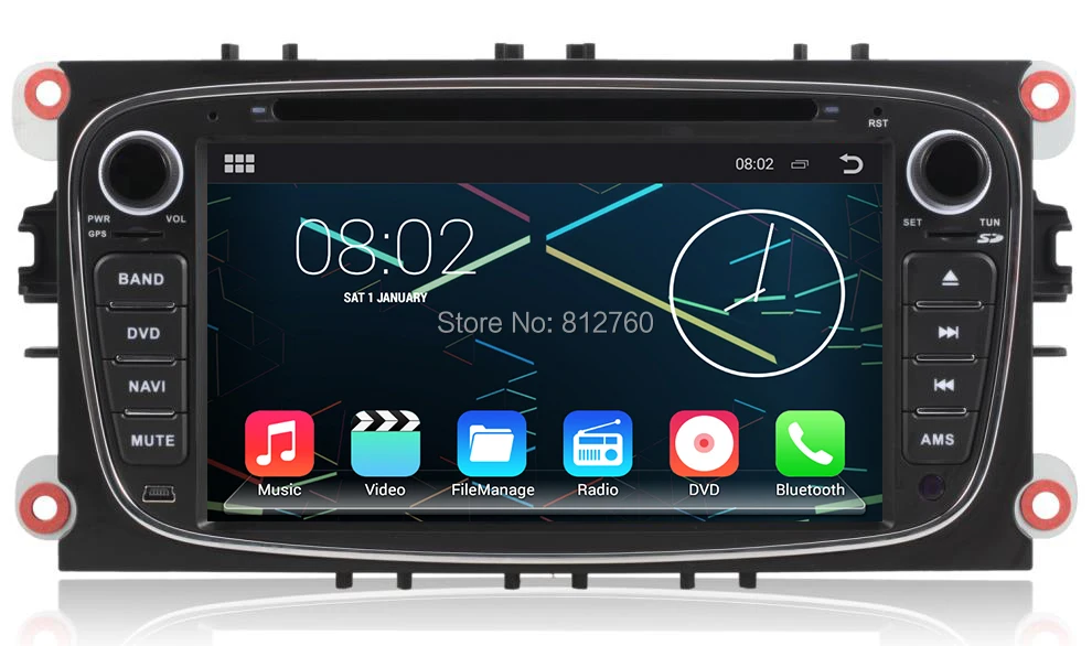 Best Quad Core 1024*600 2 Din Android 5.1.1 Car DVD GPS Navigation for Ford Mondeo S-Max Cmax Focus GPS Radio RDS Autoradio Wifi 3G 1