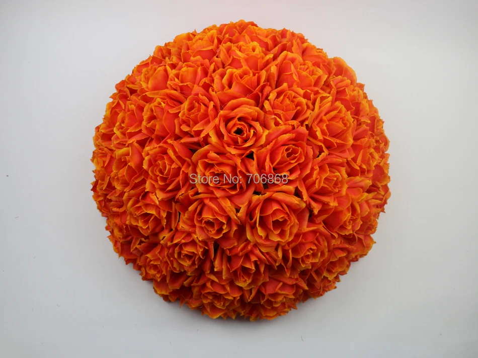 Online Whole Silk Orange Roses From China 2017 Highly Excellent 12inch Free Shipping Silk Artificial Rose Kissing Flower Ball