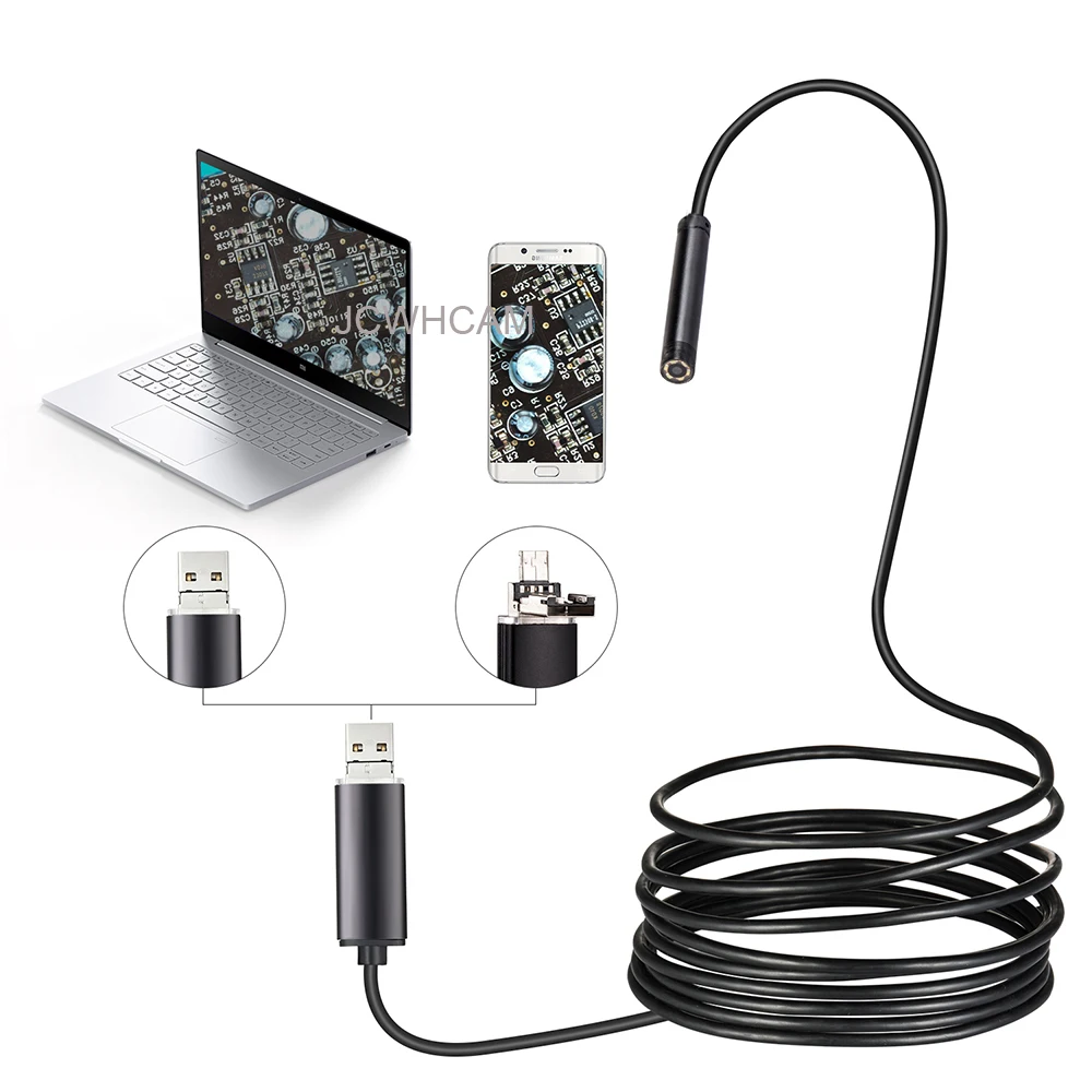 7 мм 2 в 1 USB эндоскоп 480P HD Snake Tube и Android Borescope USB Endoscopio инспекционная микро камера для ПК смартфона