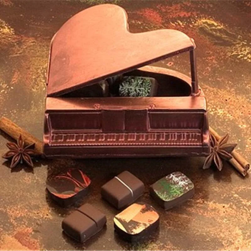 Новая 3D форма фортепиано Пластиковая форма для шоколада Поликарбонат форма для конфет Сахарная паста Форма для украшения торта инструменты DIY инструмент для выпечки дома