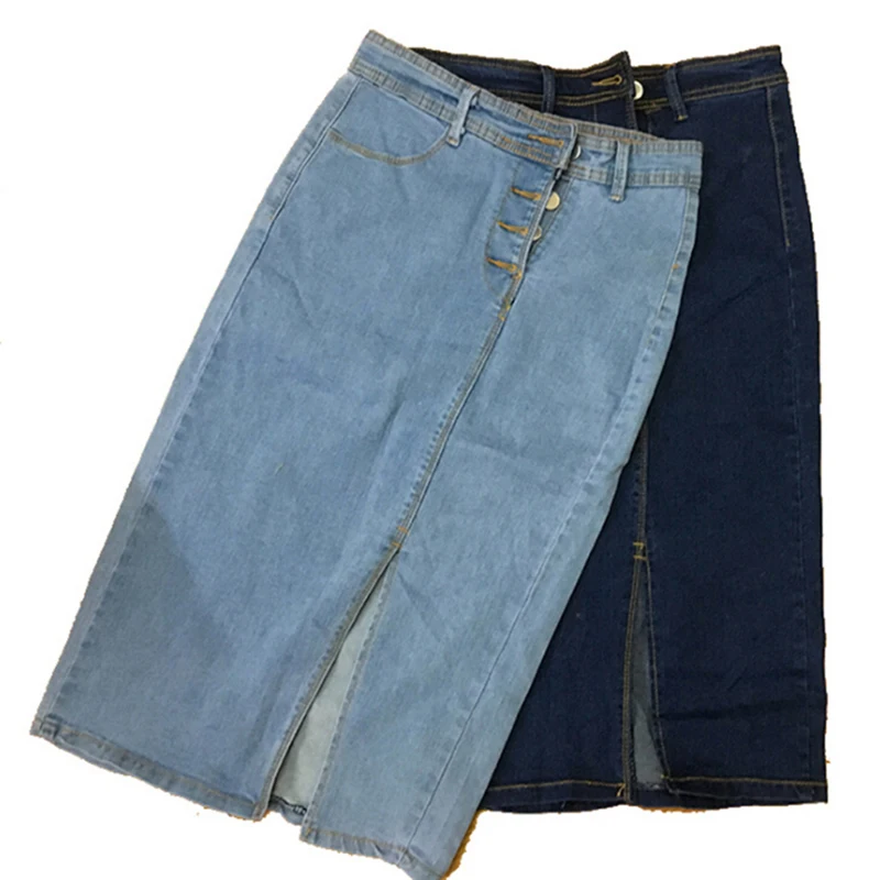 

Sexy Summer Women Long Streetwear Jean Skirt Plus Size Split Office High Waist Midi Denim Skirt Jeans Women Skirts Sexy Pencil