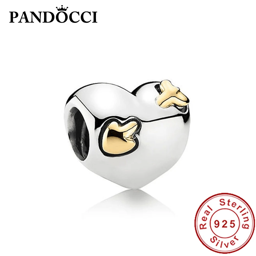 

PANDOCCI 100% 925 Sterling Silver 1:1 791171 14ct Gold Heart And Arrow Love Struck Charm Valentine's Day Limited Edition Jewelry
