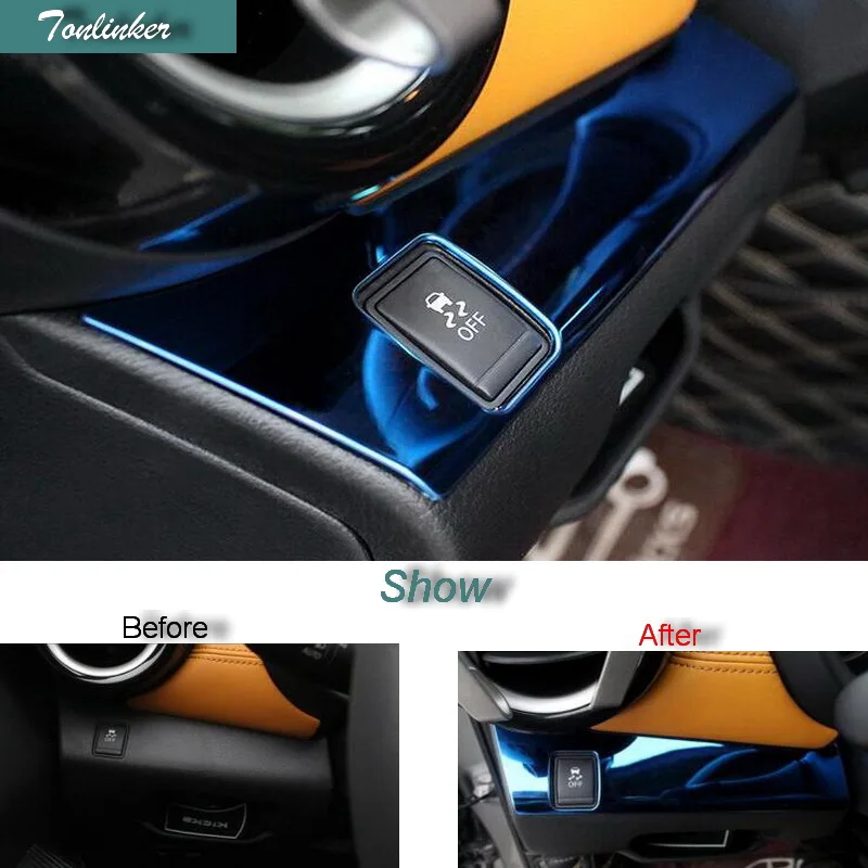 

Tonlinker Cover Case Stickers for NISSAN KICKS 2017 Car Styling 1 PCS stainless steel Center console headlight switch sticker