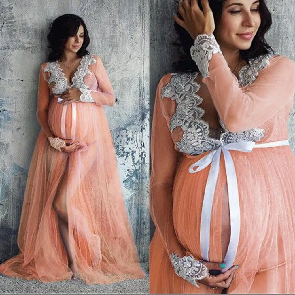Telotuny женское платье для беременных, кружевное сексуальное платье для беременных, женское кружевное длинное платье макси, художественное фото платье#40