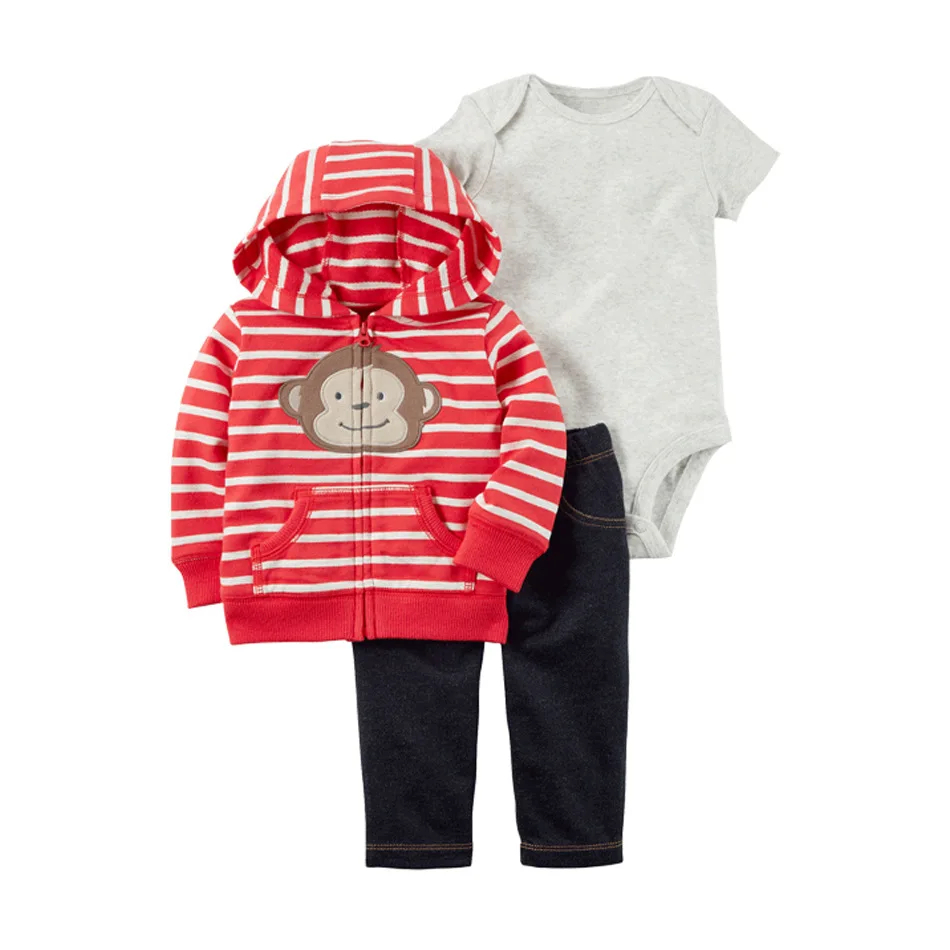 Комплект из 3 предметов, детский флисовый кардиган, 1 куртка на молнии с капюшоном+ штаны+ комбинезон, хлопок, весна, одежда для маленьких мальчиков и девочек - Цвет: Type 24