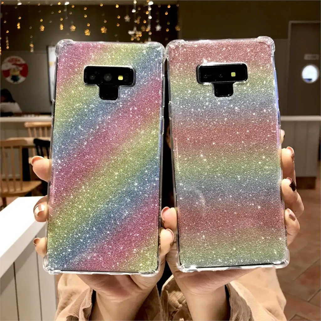 Armor Gradient Aurora Laser Phone Cases For Samsung Galaxy Note 9 8 A5 2017 A6 A7 A8 J4 J6 J8 2018 Cover TPU Silicone Soft Case |