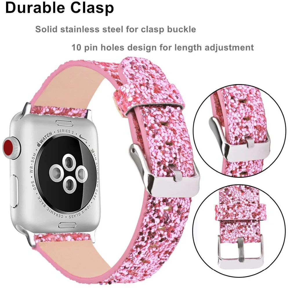 Шикарный кожаный ремешок для apple Watch 42 мм 38 мм apple watch 3 2 1 Ремешок Браслет из искусственной кожи наручный ремень металлическая пряжка