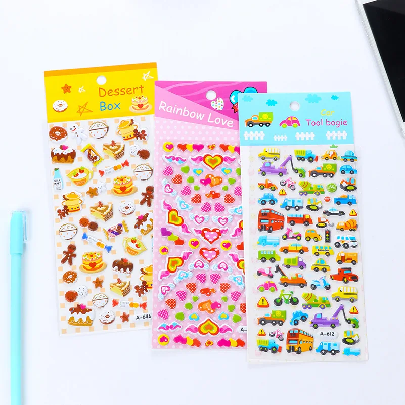

1 PCS Children's Cartoon Waterproof Kindergarten Reward Stickers Cute Kawaii 3D Foam Sticker Popular Style Children Gift
