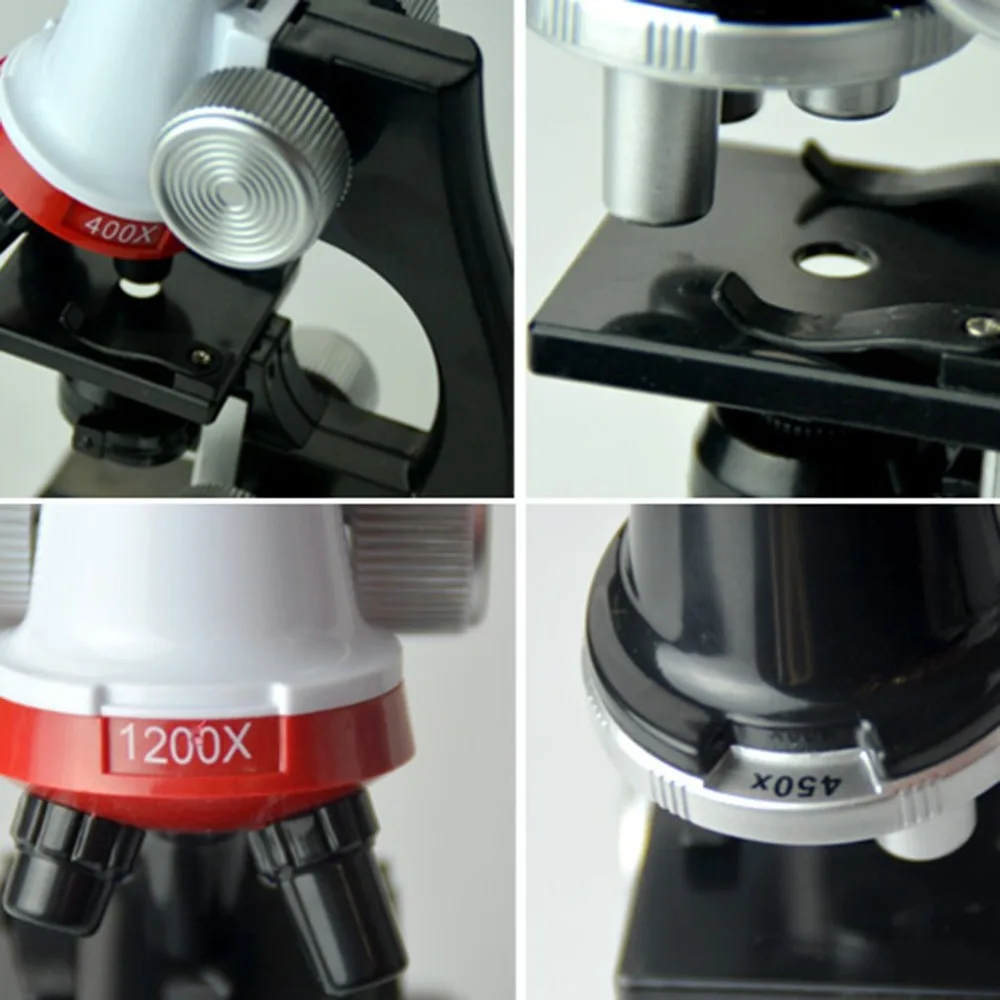 Детский научный микроскоп 1200X с зумом, Биологический микроскоп, набор, научно-исследовательские инструменты, обучающая игрушка для детей