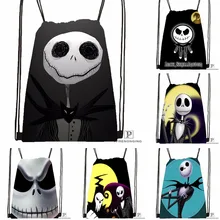 Custom Jack Skellington Drawstring Backpack Bag Cute Daypack Kids Satchel (Black Back) 31x40cm#180531-02-16