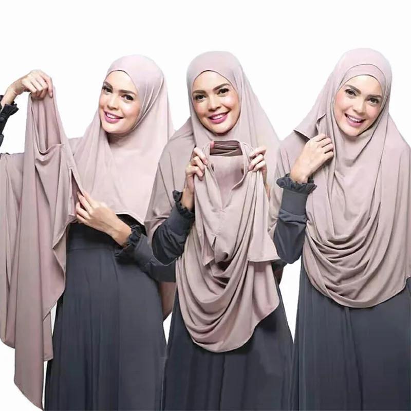 

2019 women plain instant cotton jersey scarf Head hijab wrap solid color shawls foulard femme muslim hijabs store ready to wear