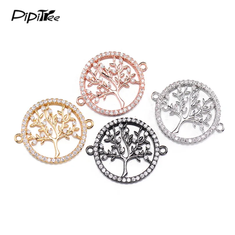 Полые круглые бусины Pipitree с белым фианитом аксессуары для изготовления