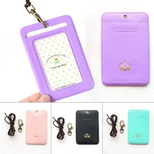 Женский чехол из искусственной кожи с ремешком и держателем для карт, Портативный Модный идентификатор автобуса, идентификационный значок с ремешком для кредитных карт
