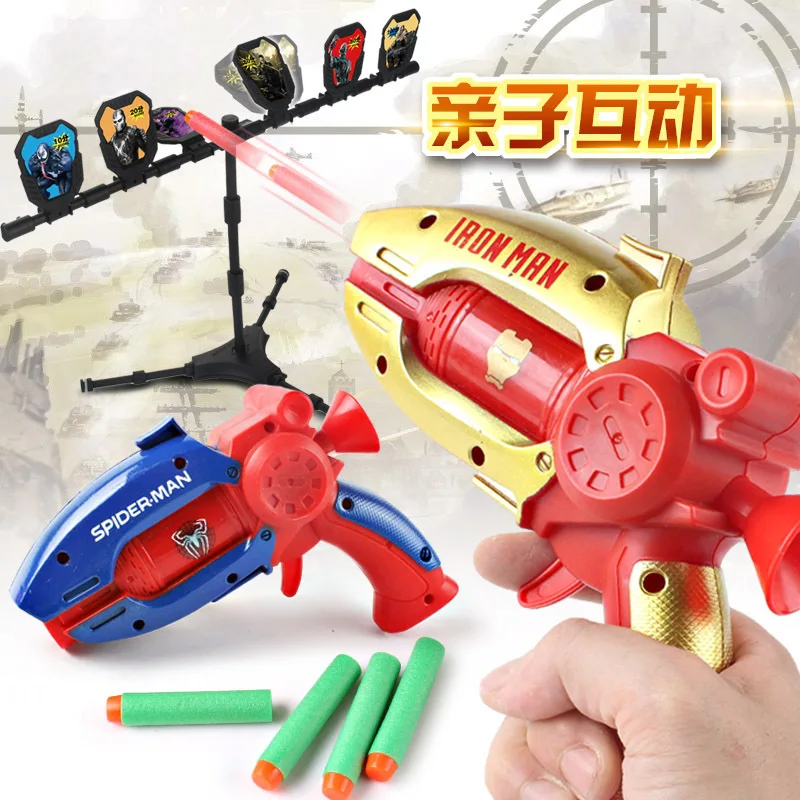 

Avengers Action Figure Toy Soft Bullet Gun Target Set Spiderman Captain America iron Man Hulk Parent-child Interactive Game Gun