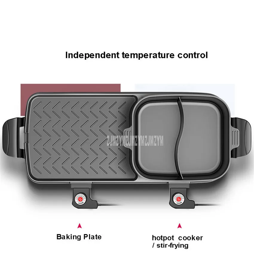 72x25 см 2200 Вт 2в1 электрическая Мультиварка сковорода для барбекю Горячая кастрюля электрическая плита сковородка для барбекю антипригарная жаровня панель для выпечки