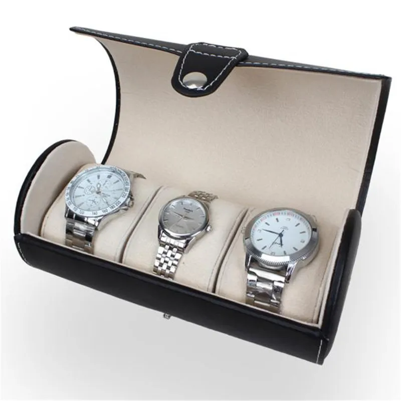 bowaiwen 0066 high quality Portable Travel Watch Case Roll 3 Slot Wristwatch Box Storage Travel Pouch