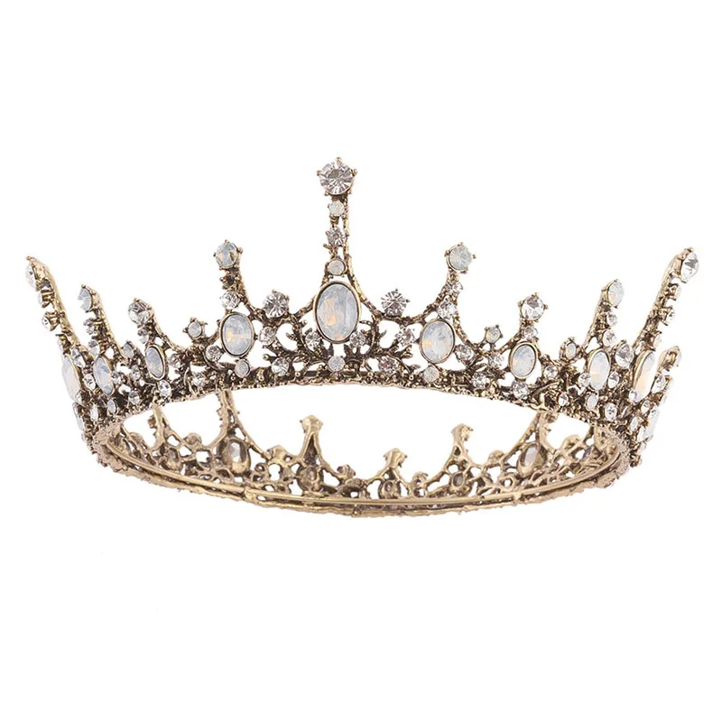 Женский Королевский барочный свадебный кристалл, полный круг, короны, диадема, Золотая диадема, стразы, корональный головной убор, BH