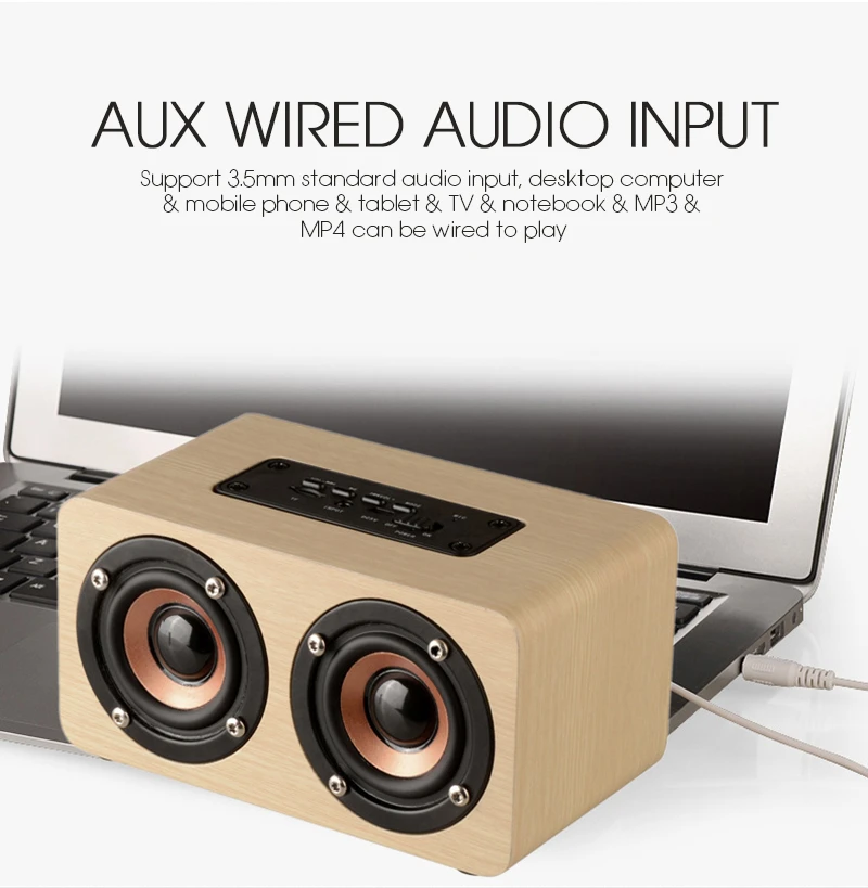 Alto-falante Bluetooth De Madeira Portátil, Alto-falantes HiFi,