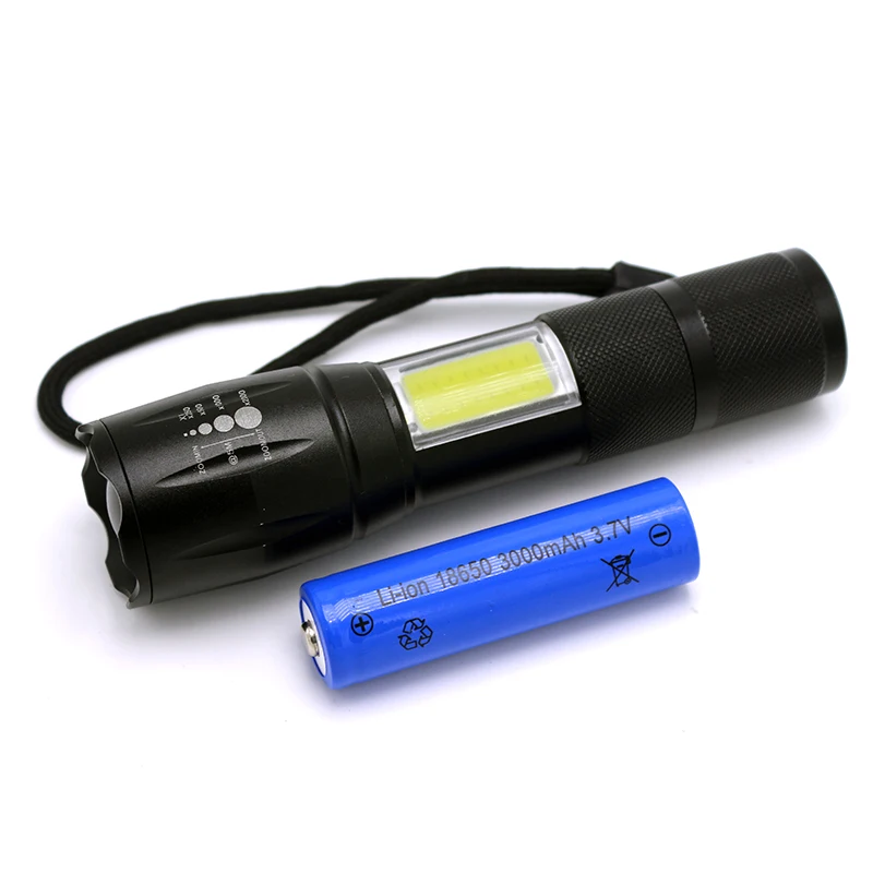 Goede CREE XM T6 amp; COB 3800Lm waterdicht 4 modus Zoomable focus werk licht led zaklamp zaklamp tactische lantaarn met 18650 batterij