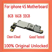 iCloud для iphone 4S материнская плата с полными чипами, оригинальная разблокированная материнская плата для iphone 4S с системой IOS, 8 ГБ 16 ГБ 32 ГБ