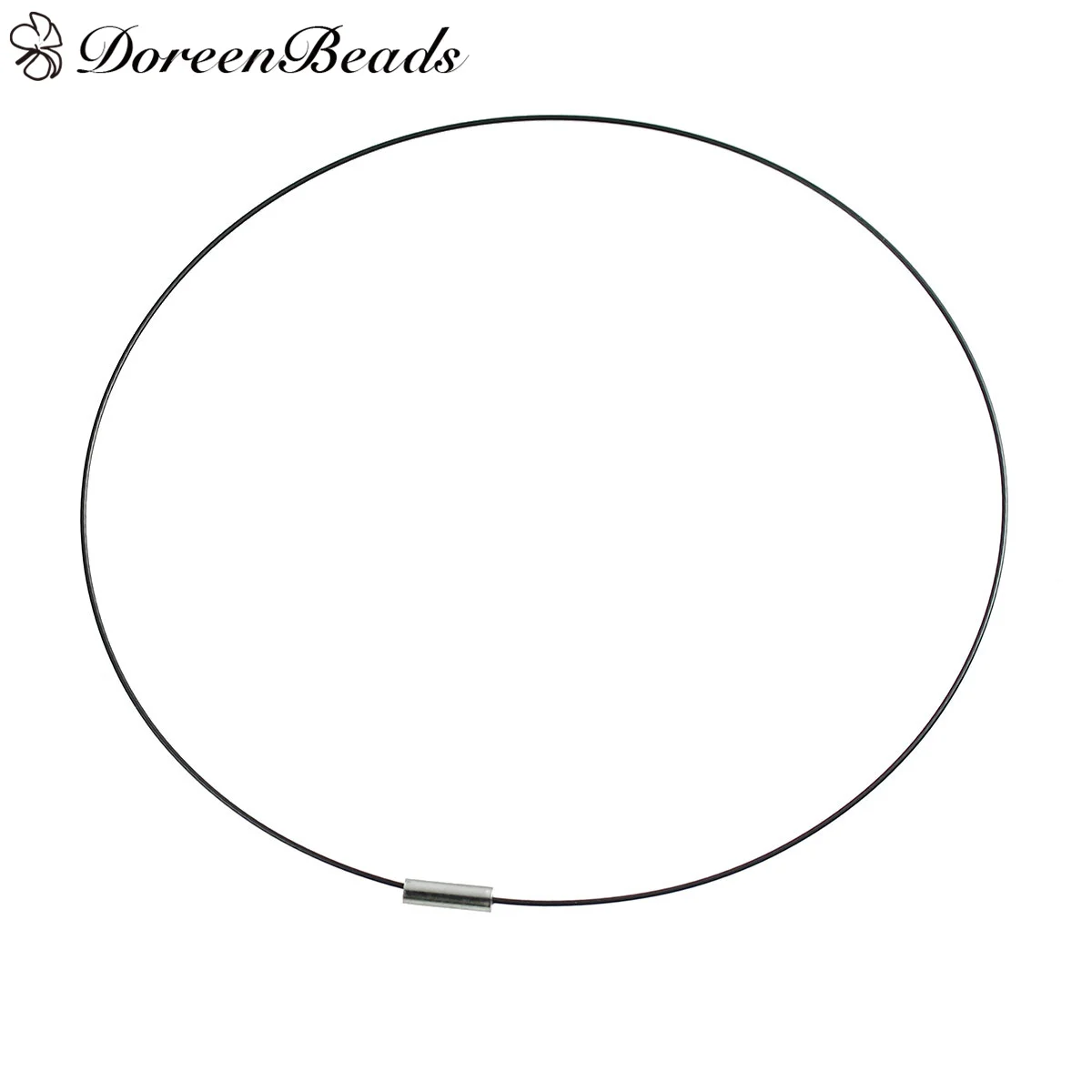 

DoreenBeads Copper Wire Collar Neck Necklace Black With dull silver color Magnetic Clasp 46.7cm long, Wire Thickness: 1mm, 5 PCs