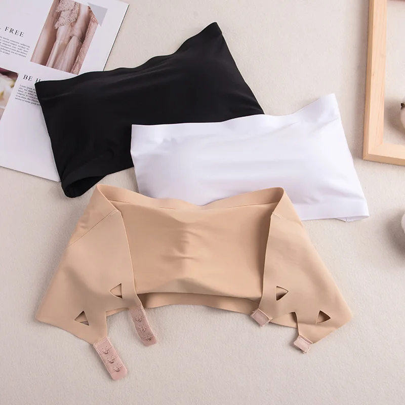 

Seamless One piece Tube Tops Women Removable Pads Intimates Basic Black/White/Skin Womens Strapless Bra Bandeau Tube Top