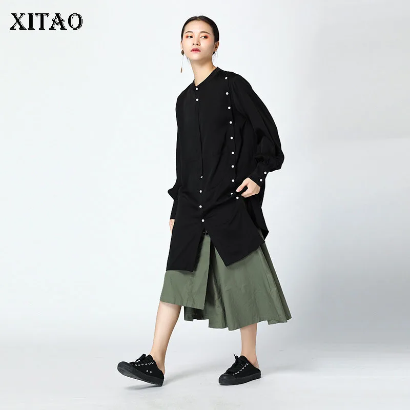 [XITAO] 2018 Осенняя корейская модная Новая Женская длинная блуза с длинным рукавом и