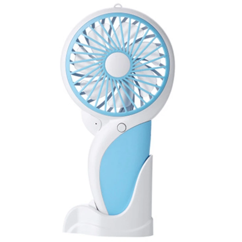 

New Handheld Electric Mini Portable Outdoor Fan Foldable Handle Desktop Cartoon Usb Rechargeable Fan With Led Light Cooling Fa