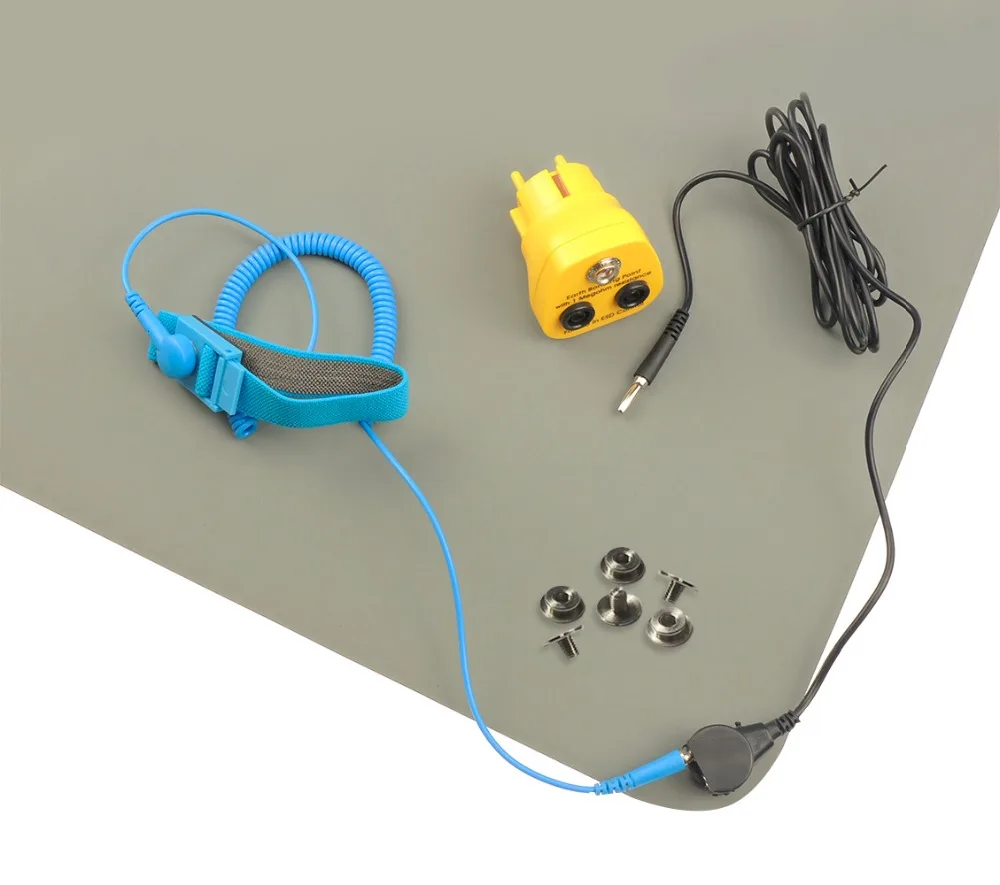 2 layer Grey Color Antistatic ESD DIY Mat Dull Finish ESD Grounding Mat with EU Earth bonding