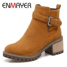 ENMAYER 2018 Newest Woman Boots High Heels Round Toe Zipper Flock Boots Women Casual Shoes Woman Platform Ankle Boots CL002 ENMAYER 2018 Newest Woman Boots High Heels Round Toe Zipper Flock Boots Women Casual Shoes Woman Platform Ankle Boots CL002