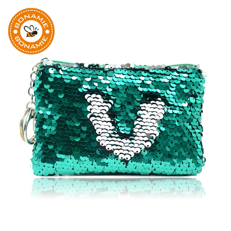 BONAMIE Sequins Women Coin font b Purse b font Pocket Change font b Wallet b font