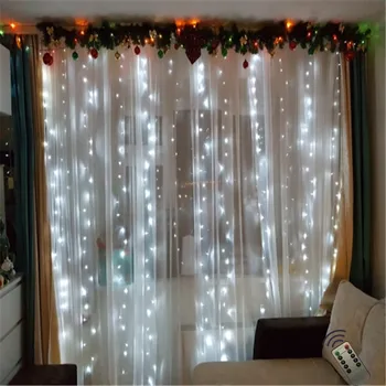 

New Year 3x2M Garland 180LED Curtain Icicle String Light Outdoor Remote 8 Modes Fairy For Christmas Holiday Wedding Home Party