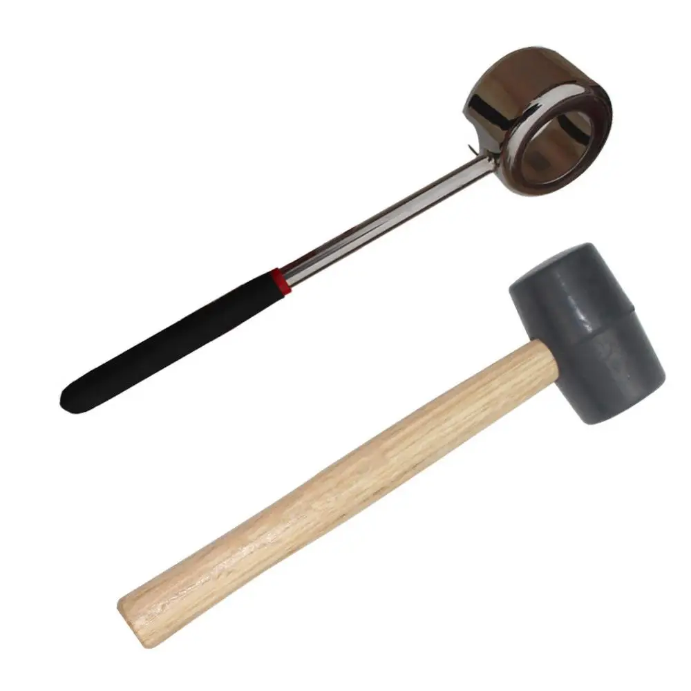 

2pcs/Pack Long-Lasting Food Grade Practical Lightweight Coconut Opener Tool Set Stainless Steel Opener With Wooden Mallet