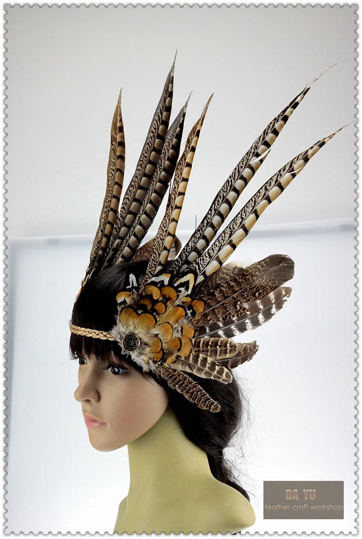 11 дюймов перо головной убор ручной работы костюм повязка на голову с перьями для Хэллоуина Декор