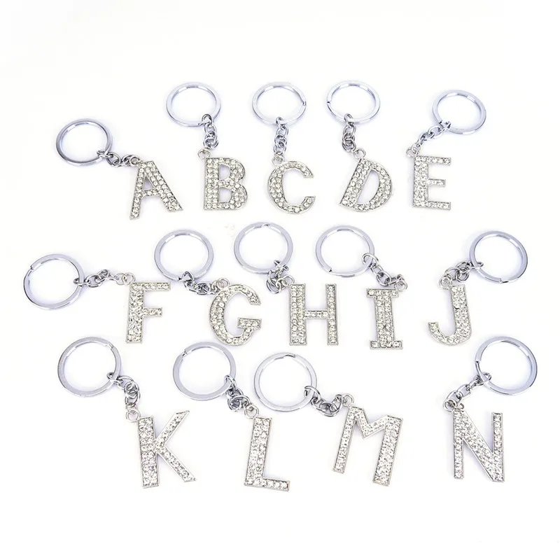 Rhinestones Alphabet Keyring 26 Letters Initial Key Ring Chains Unisex Keychain Bag Pendant Jewelry Ornament Crystal|Брелоки| |