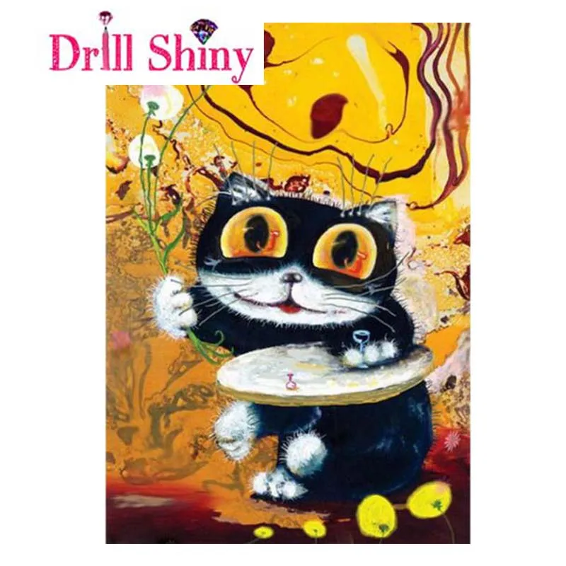 

New Year Drill Shiny 5D DIY Diamond Painting Cat Full Cross Embroidery Rhinestone Mosaic Painting Cross Stitch Christmas Gift