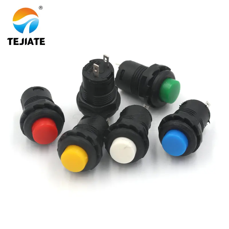 

10pcs/lot DS-428/427 round button switch with lock self-locking without lock self-reset button red green yellow 12MM