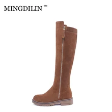 

MINGDILIN Party Fashion Female Boots Large Size Autumn Winter Comfort Warmth Round Head Chivalry Boots European American Style