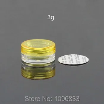

3ML 3g Yellow Plastic Round Jars, 3G Round Containers, Empty Round Box, Cosmetic Sample Jars, Cosmetic Packaging Box, 50pcs/Lot