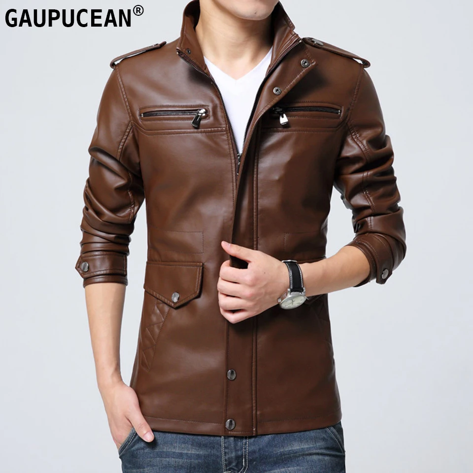 Men PU Leather Jacket Clothing Business Casual Male Coat New Fashion Spring Autumn Winter Blue Coffee Black Man Jackets