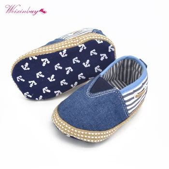 

Baby Denim Striped First Walker Infant Soft Sole Casual Slip-On Toddler Shoes