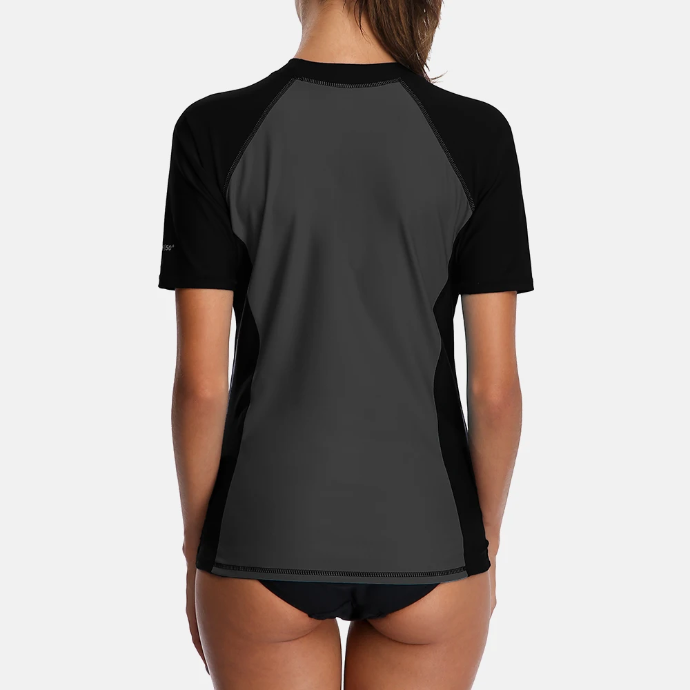 Charmo Women Short Sleeve Rash Guard Shirts Rashguard Swimwear Surf Top UPF 50+ Running Biking Shirt